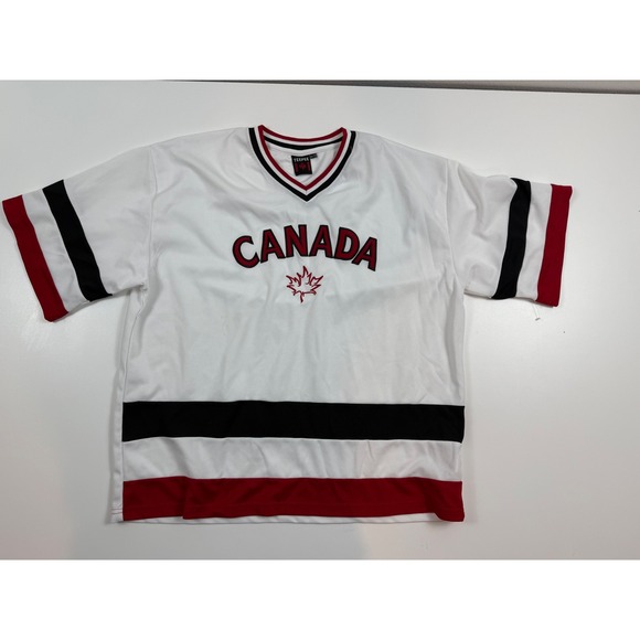 Teepee Canada Hockey Jersey Embroidered‎ Maple Leaf White Red Black XL - Picture 1 of 5